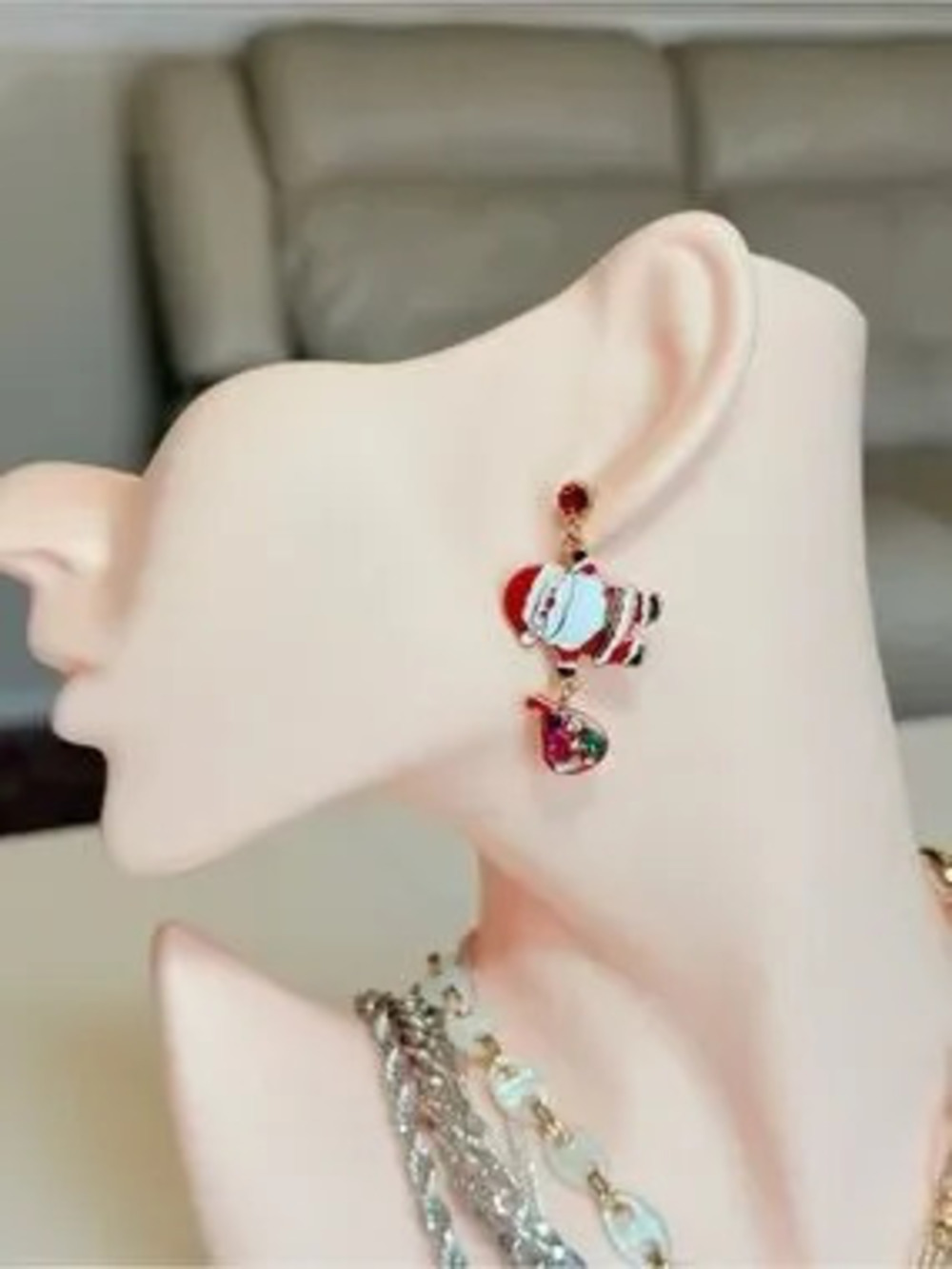 Christmas Festive Red Santa Drop Earrings for Women